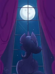 Size: 768x1024 | Tagged: safe, artist:lumepone, princess luna, g4, female, moon, night, rear view, s1 luna, sitting, solo