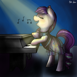 Size: 2874x2863 | Tagged: safe, artist:kysimon, coloratura, earth pony, pony, g4, the mane attraction, bipedal, female, high res, musical instrument, piano, rara, singing, solo, the magic inside