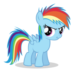 Size: 3043x3000 | Tagged: safe, artist:sollace, rainbow dash, pony, g4, :t, cute, dashabetes, female, filly, filly rainbow dash, glare, high res, i'm not cute, looking at you, nose wrinkle, pouting, scrunchy face, show accurate, simple background, solo, transparent background, vector, younger