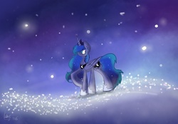 Size: 1048x728 | Tagged: safe, artist:lumepone, princess luna, alicorn, pony, g4, dream realm, dream walker luna, dreamscape, female, mare, solo, stars