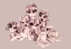 Size: 1115x772 | Tagged: safe, artist:buttersprinkle, applejack, fluttershy, pinkie pie, rainbow dash, rarity, twilight sparkle, g4, cute, looking up, mane six, pen drawing, traditional art, younger