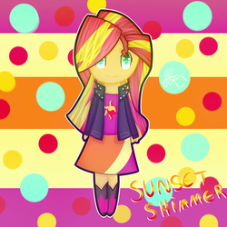 Size: 2500x2500 | Tagged: safe, artist:applejacks2, sunset shimmer, human, g4, chibi, female, high res, humanized, solo