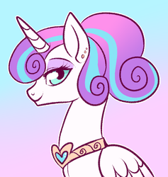Size: 650x686 | Tagged: safe, artist:lulubell, princess flurry heart, alicorn, pony, g4, season 6, alternate hairstyle, bust, ear piercing, earring, eyeshadow, female, jewelry, lidded eyes, looking at you, makeup, mare, older, older flurry heart, piercing, ponytail, portrait, smiling, solo
