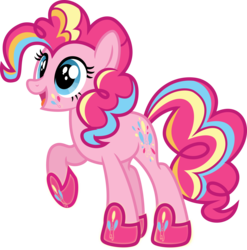 Size: 4944x5004 | Tagged: safe, artist:osipush, pinkie pie, g4, absurd resolution, cutie mark magic, female, open mouth, rainbow power, rainbow power-ified, raised hoof, simple background, solo, transparent background, vector