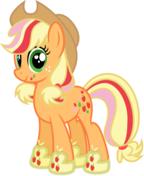 Size: 4410x5374 | Tagged: safe, artist:osipush, applejack, g4, absurd resolution, cutie mark magic, female, rainbow power, rainbow power-ified, simple background, solo, transparent background, vector