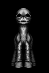 Size: 1000x1500 | Tagged: safe, artist:kritwan blue, black and white, creepy, grayscale, painting, solo