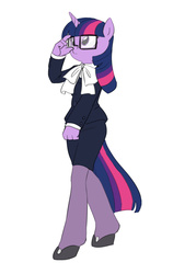 Size: 792x1250 | Tagged: safe, artist:carnifex, twilight sparkle, anthro, unguligrade anthro, g4, clothes, female, glasses, simple background, solo, white background