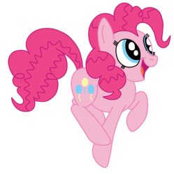 Size: 726x729 | Tagged: safe, artist:squipycheetah, pinkie pie, earth pony, pony, g4, female, hopping, open mouth, prancing, raised hoof, simple background, smiling, solo, transparent background, vector