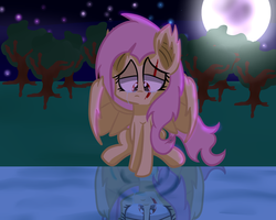 Size: 2000x1600 | Tagged: dead source, safe, artist:artypaints, fluttershy, bat pony, pony, g4, crying, female, flutterbat, injured, solo