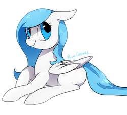 Size: 661x600 | Tagged: safe, artist:rocy canvas, oc, oc only, pegasus, pony, female, floppy ears, looking back, mare, prone, simple background, solo, white background