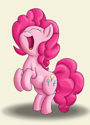 Size: 2528x3484 | Tagged: safe, artist:seenty, pinkie pie, earth pony, pony, g4, eyes closed, female, high res, pregnant, rearing, sensibly-proportioned pregnancy, simple background, solo, white background