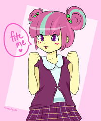 Size: 2630x3148 | Tagged: safe, artist:comaofsouls, sour sweet, equestria girls, g4, my little pony equestria girls: friendship games, 8^y, :3, cute, female, fight me, fist, high res, solo, sourbetes