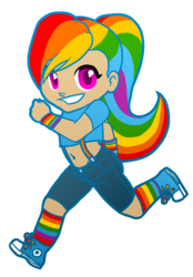 Size: 1600x2302 | Tagged: safe, artist:aubrace, rainbow dash, human, g4, belly button, chibi, clothes, converse, female, humanized, midriff, shoes, solo