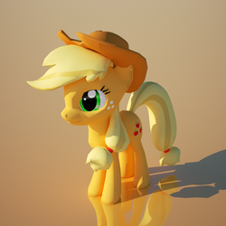 Size: 2000x2000 | Tagged: safe, artist:duskie-06, applejack, g4, 3d, female, high res, reflection, solo