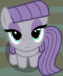 Size: 1013x1211 | Tagged: safe, artist:badumsquish-edits, derpibooru exclusive, edit, part of a set, maud pie, earth pony, pony, g4, badumsquish's kitties, cute, female, inverted mouth, lidded eyes, looking at you, looking up, looking up at you, maudabetes, sitting, smiling, solo, when she smiles