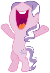 Size: 7000x10200 | Tagged: safe, artist:tardifice, diamond tiara, earth pony, pony, crusaders of the lost mark, g4, absurd resolution, belly, bipedal, female, nose in the air, open mouth, raised hooves, simple background, solo, transparent background, uvula, vector, volumetric mouth, y pose