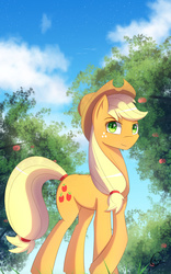 Size: 1200x1920 | Tagged: safe, artist:laptop-pone, applejack, earth pony, pony, g4, apple tree, female, solo