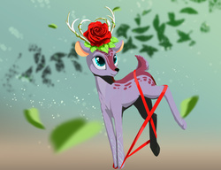 Size: 3000x2300 | Tagged: safe, artist:lunebat, oc, oc only, deer, abstract background, flower, gift art, high res, leaves, male, rose, solo, stripes