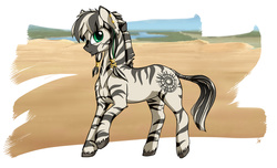 Size: 4611x2798 | Tagged: safe, artist:lunebat, oc, oc only, oc:patrick poe, zebra, abstract background, desert, gift art, male, solo, stripes