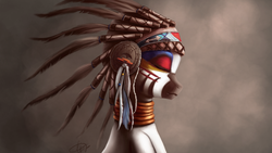 Size: 1920x1080 | Tagged: safe, artist:l1nkoln, zecora, zebra, g4, bust, female, headdress, native american, portrait, solo