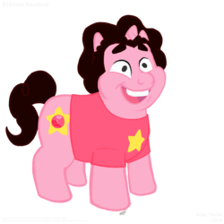 Size: 1280x1280 | Tagged: safe, artist:alexyorim, gem (race), gem pony, hybrid, pony, unicorn, colt, crossover, foal, gem, male, meme, ponified, ponified meme, quartz, rose quartz (gemstone), solo, steven quartz universe, steven universe, together breakfast, uncomfortable steven face