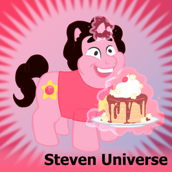 Size: 640x640 | Tagged: safe, gem (race), gem pony, hybrid, pony, unicorn, derpibooru, breakfast, colt, crossover, foal, food, gem, male, maple syrup, meme, meta, ponified, ponified meme, popcorn, quartz, rose quartz (gemstone), solo, spoilered image joke, steven quartz universe, steven universe, strawberry, together breakfast, uncomfortable steven face, waffle, whipped cream