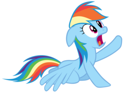 Size: 1030x775 | Tagged: safe, artist:tardifice, rainbow dash, g4, rarity investigates, female, kneeling, open mouth, rainkneel dash, simple background, solo, transparent background, vector