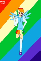 Size: 2550x3750 | Tagged: safe, artist:melodicmarzipan, rainbow dash, human, g4, clothes, female, high res, humanized, socks, solo