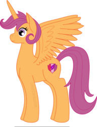 Size: 1479x1925 | Tagged: safe, artist:lunarcombustion, scootaloo, alicorn, pony, g4, alicornified, cutie mark, female, older, race swap, scootacorn, simple background, solo, the cmc's cutie marks, transparent background