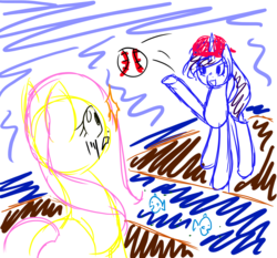 Size: 1500x1400 | Tagged: safe, artist:melodicmarzipan, fluttershy, rainbow dash, g4, baseball