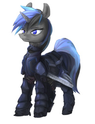 Size: 1180x1525 | Tagged: safe, artist:eto ya, oc, oc only, pony, unicorn, armor, concept, simple background, solo