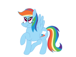 Size: 2592x1936 | Tagged: safe, artist:squipycheetah, rainbow dash, g4, female, looking up, raised hoof, simple background, small wings, smiling, solo, spread wings, transparent background, vector