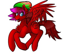 Size: 1600x1200 | Tagged: safe, artist:sniperwaffle115, oc, oc only, oc:scout, pegasus, pony, beanie, chest fluff, cute, dyed mane, ear fluff, happy, hat, male, simple background, solo, stallion, white background