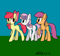 Size: 1500x1400 | Tagged: safe, artist:melodicmarzipan, apple bloom, scootaloo, sweetie belle, g4, cutie mark crusaders