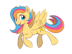 Size: 2002x1502 | Tagged: safe, artist:ahmedz, oc, oc only, oc:golden gates, pegasus, pony, babscon, babscon mascots, female, flying, looking at you, mare, simple background, solo, transparent background