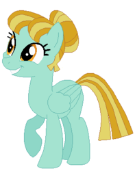 Size: 315x400 | Tagged: safe, artist:featherfury, lightning dust, g4, alternate hairstyle, alternate universe, equalized, female, raised hoof, simple background, smiling, solo, white background