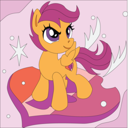 Size: 3617x3598 | Tagged: safe, artist:the-paper-pony, scootaloo, g4, cutie mark, female, high res, mockup, shadowbox, solo, the cmc's cutie marks