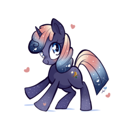 Size: 1200x1200 | Tagged: safe, artist:ipun, oc, oc only, oc:nightingale, pony, unicorn, blushing, female, heart, heart eyes, looking at you, mare, simple background, smiling, solo, white background, wingding eyes