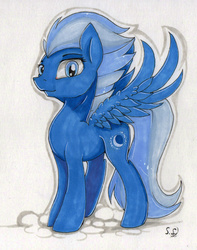Size: 1845x2338 | Tagged: safe, artist:sparklyon3, night glider, pegasus, pony, rcf community, g4, female, mare, solo, traditional art, wings