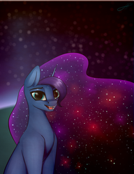 Size: 2300x3000 | Tagged: safe, artist:limchph2, princess luna, g4, canines, fangs, female, high res, open mouth, sitting, solo