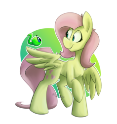 Size: 1528x1611 | Tagged: safe, artist:luximus17, fluttershy, pegasus, pony, g4, crossover, female, jacksepticeye, looking at each other, looking at something, mare, one wing out, partial background, raised hoof, sam septiceye, smiling, turned head, wings