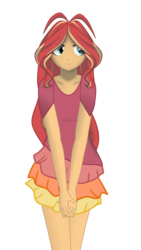 Size: 1152x2048 | Tagged: safe, artist:blaststar33, sunset shimmer, equestria girls, g4, clothes, cute, dress, female, shimmerbetes, shy, simple background, skirt, solo, transparent background