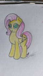 Size: 900x1600 | Tagged: safe, artist:fluttair, fluttershy, g4, female, looking up, solo, traditional art