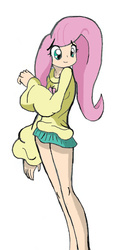 Size: 324x661 | Tagged: safe, artist:ryured, fluttershy, human, g4, clothes, female, human coloration, humanized, legs, miniskirt, pleated skirt, skirt, solo, sweater, sweatershy, tall