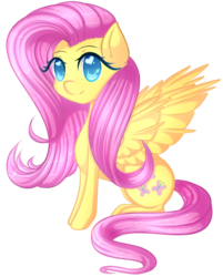 Size: 1280x1595 | Tagged: safe, artist:fluffymaiden, fluttershy, g4, chibi, cute, female, heart eyes, shyabetes, simple background, sitting, solo, spread wings, transparent background, wingding eyes