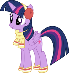 Size: 4717x4988 | Tagged: safe, artist:lunarina, twilight sparkle, alicorn, pony, g4, absurd resolution, clothes, earmuffs, female, mare, scarf, shoes, simple background, solo, transparent background, twilight sparkle (alicorn), vector