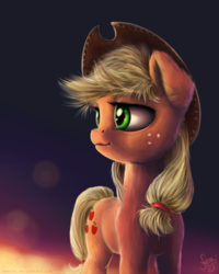 Size: 2000x2500 | Tagged: safe, artist:nemo2d, applejack, g4, ear fluff, female, hat, high res, painting, portrait, solo