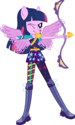 Size: 3956x6567 | Tagged: safe, artist:lunarina, sci-twi, twilight sparkle, equestria girls, g4, my little pony equestria girls: friendship games, archer, bow (weapon), crystal prep shadowbolts, female, ponied up, simple background, solo, transparent background, vector