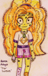 Size: 901x1418 | Tagged: safe, artist:blazingdazzlingdusk, adagio dazzle, equestria girls, g4, my little pony equestria girls: rainbow rocks, alternate universe, drawing, female, out of character, requested art, solo, traditional art
