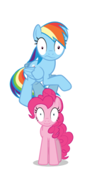 Size: 560x1080 | Tagged: safe, artist:ivacatherianoid, pinkie pie, rainbow dash, g4, adobe flash, flash puppet, shocked, simple background, thousand yard stare, transparent background, vector